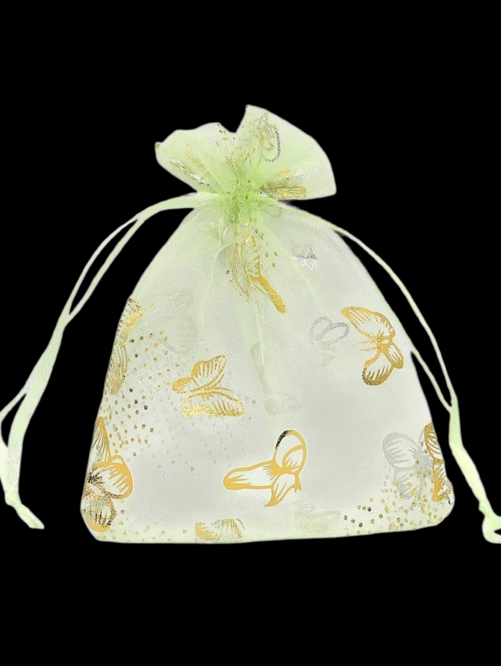 20ct. Organza Gift Bags W/Gold Silver Butterflies/Light Green 4x4.7 🦋LAST ONE - Picture 5 of 7
